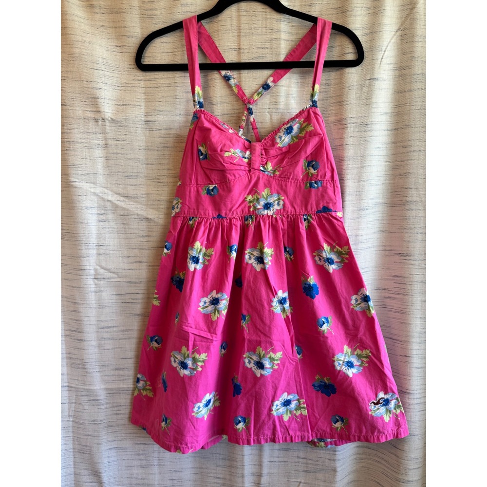 Hollister Pink Floral Mini Sundress Sweetheart Smocked Back Large